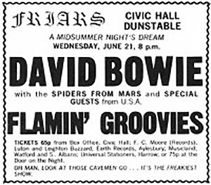 david bowie ziggy stardust dunstable 1972 ticket